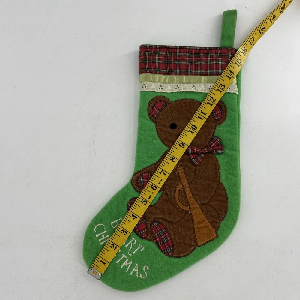 Vintage 1984 Dakin Christmas Stocking Beary Christmas Embroider Plaid Teddy Bear